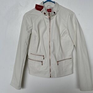 GUESS Women's White Moto Stylish Jacket NWT 148.00